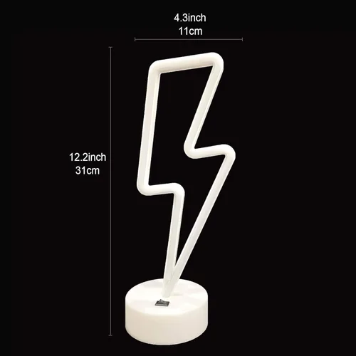 Miniatura 5 de Letrero de neón de rayo morado con base para dormitorio, lámpara de trueno USB/batería, luz nocturna, decoración en forma de LED para escritorio