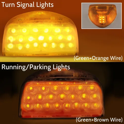 Miniatura 3 de Señal de giro para Peterbilt, 31 luces LED triangulares ámbar con 3 cables de repuesto para Peterbilt 379 359 357 365 378 ámbar Led/lente