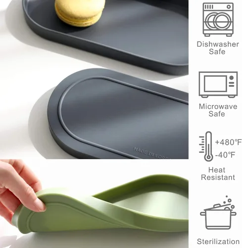 Miniatura 2 de Bandeja de silicona Lazy K - Organizador pequeño de tocador - Soporte para cucharas - Organizador multiusos moderno para fregadero de cocina, baño