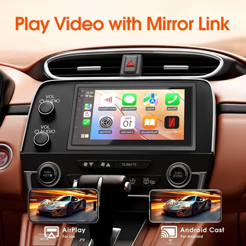 Miniatura 3 de Haudio Estéreo de coche de doble DIN, pantalla táctil HD de 7 pulgadas con Apple Carplay inalámbrico y Android Auto, Mirror Link, Bluetooth 5.4
