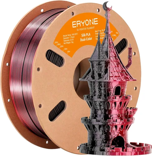 Miniatura 15 de ERYONE Filamento de ácido poliláctico (PLA) de seda bicolor para impresora 3D, de 1.75 mm +/- 0.03 mm, carrete de cartón de 1 kg (2.2 libras)