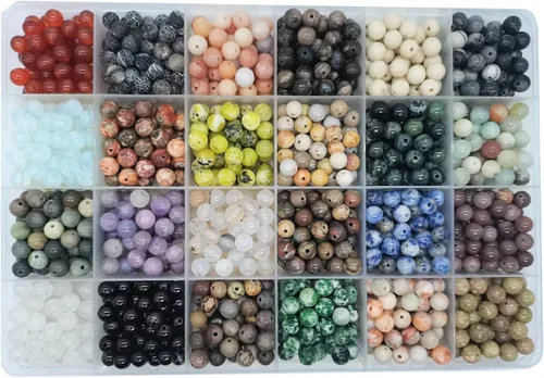 Miniatura 13 de 8mm Cuentas Redondas de Piedra Natural - Cuentas de Gemas Sueltas - Orificio de 1mm para Hacer Joyería, Embaladas en Caja (15 Materiales -2, 8mm)