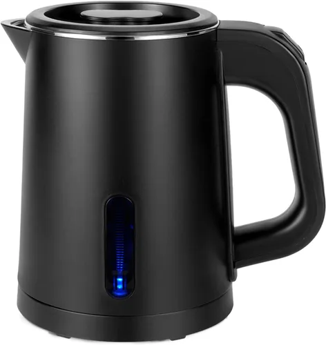 Hervidor de té eléctrico pequeño de acero inoxidable, mini calentador portátil de agua caliente de 0.8 L, hervidor de café eléctrico de viaje con