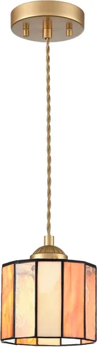 Miniatura 8 de Tiffany - Lámpara colgante de 5.5 pulgadas, cilindro de vitral, iluminación colgante de estilo vintage Tiffany, lámpara de techo colgante