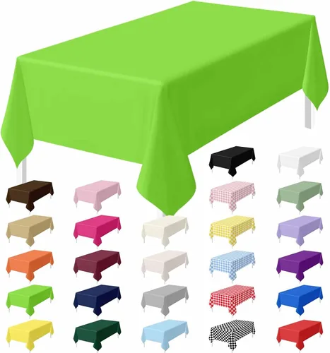 Miniatura 15 de HEIPINIUYE - Juego de 2 manteles desechables color beige, 54 x 108 pulgadas, de plástico, manteles impermeables rectangulares desechables