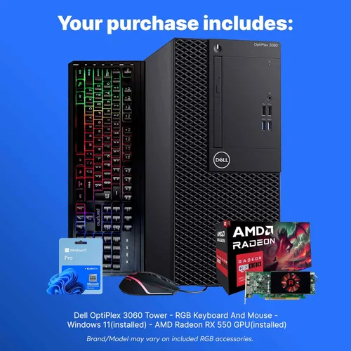 Miniatura 2 de Dell OptiPlex 3060 Tower PC Intel Core i5-8500 32 GB RAM NVME M.2 de 250 GB + SSD de 1 TB Nvidia RX 550 4GB Windows 11 Pro AX200 WiFi 6