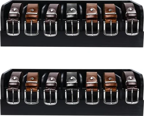 Miniatura 10 de GTI Organizador de cinturón, 2 unidades, 6 compartimentos, organizador de cinturón para armario y cajón, vitrina de bambú para corbata y cinturón