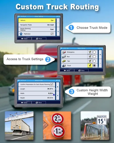 Miniatura 4 de Navegación GPS para coche y autocaravana, GPS de 7 pulgadas de pantalla táctil del vehículo, mapas gratuitos de por vida de América del Norte USA
