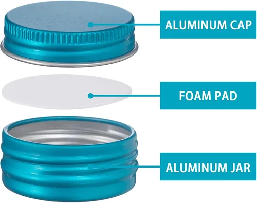 Miniatura 4 de 270 tarros de aluminio de 0.5 oz / 0.5 fl oz con tapa de rosca y etiquetas en blanco (azul lago) Bulk Value Pack, Extra Protection Against Dents