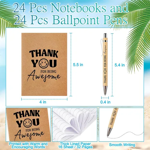 Miniatura 3 de Skylety 72 Piezas Regalos de Agradecimiento para Empleados a Granel 13.5oz Vasos Transparentes con Tapas Pajillas Cuadernos en Espiral Notas