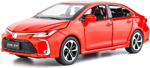 Miniatura 8 de BDTCTK Compatible con modelo de coche 1:32 Corolla, coche de juguete de aleación de zinc con sonido y luz que se tira hacia atrás para niños y Negro