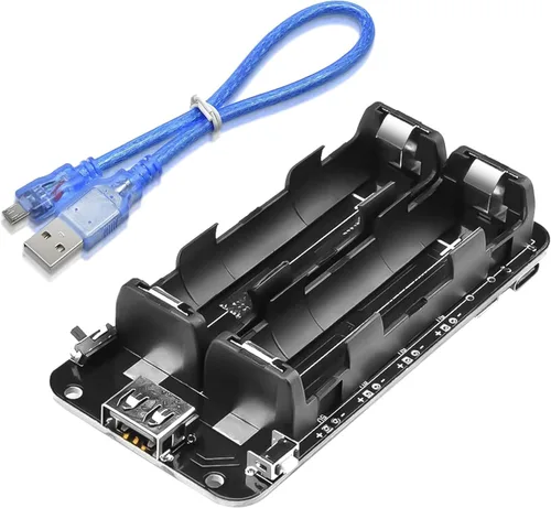 Miniatura 9 de diymore Soporte de batería 1865O doble Li-ion V8 Escudo de batería Micro USB 5V/3A 3V/1A Power Bank Módulo de carga de batería para Raspberry Pi