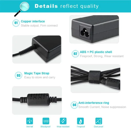Miniatura 3 de Cargador de CA de 65 W 19.5 V 3.33 A compatible con HP 15-F039WM 15-F009WM 15-F023WM, Chromebook 14-q010nr, Pavilion 15-N000 Notebook, ProBook 430