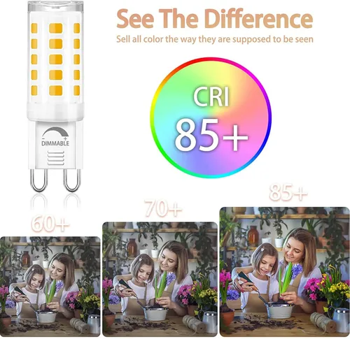 Miniatura 5 de Winshine - Bombilla LED G9 regulable de 4 W (equivalente a bombilla halógena de 40 W) de 4000 K, luz natural diurna, bombillas T4 G9 de candelabro