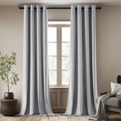 Miniatura 32 de EMEMA Juego de 2 paneles de cortinas de terciopelo de 63 pulgadas, con pestaña trasera y bolsillo para barra, cortinas con aislamiento térmico