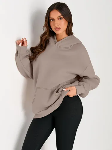 Miniatura 2 de Trendy Queen Sudaderas con capucha de gran tamaño para mujer, sudaderas de forro polar, suéteres de manga larga, ropa de otoño con bolsillo