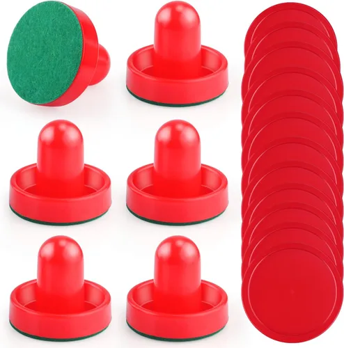 3 juegos de mini discos y paletas de hockey de aire de 2.362 in, empujadores de hockey de aire, paletas, remos rojos, accesorios de repuesto para