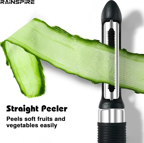 Miniatura 3 de Rainspire Juego de Pelador de 3 Piezas, Pelador Giratório Premium de Verduras, Accesorios de Cocina para Pelar Manzanas, Patatas, Verduras y Frutas