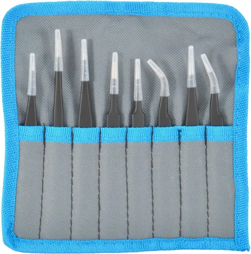 Miniatura 3 de MaxLLTo - Juego de 8 pinzas de acero inoxidable antiestáticas para electricidad, joyería, manualidades