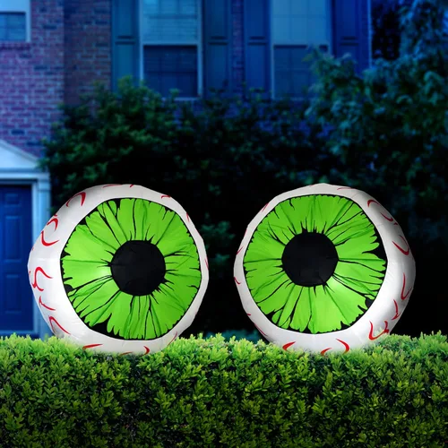 Joiedomi Paquete de 2 inflables de Halloween, juego grande de decoración de ojos verdes para patio, 3 pies, decoración inflable de Halloween al aire
