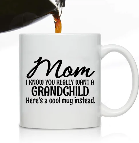 Miniatura 2 de Taza de café novedosa para mamá, Here's A Mug in stead of a Grandchild- Impresión frontal y trasera, idea de regalo para madres, el mejor regalo