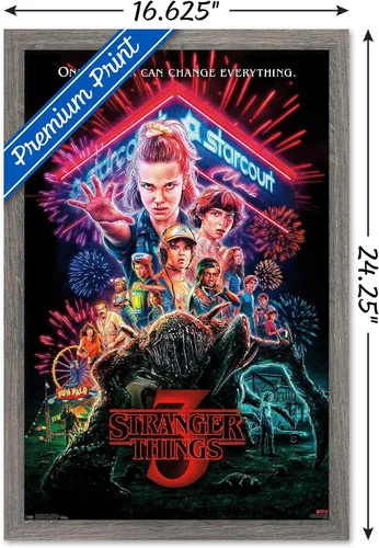Miniatura 3 de Trends International Netflix Stranger Things: Season 3 - Póster de pared de una hoja, 14.725 x 22.375 pulgadas, versión enmarcada de madera