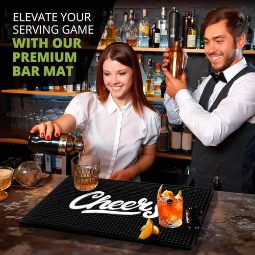Miniatura 3 de Tapete Premium Cheers para Bar Casero - Tapetes de Goma Grandes de 18"x12" para Encimera - Tapete Antideslizante para Bartender - Tapete