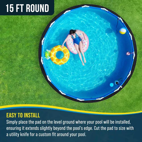 Miniatura 3 de U.S. Pool Supply Ground Shield - Almohadilla para revestimiento de piscina redonda de 15 pies de servicio pesado para piscinas sobre el suelo