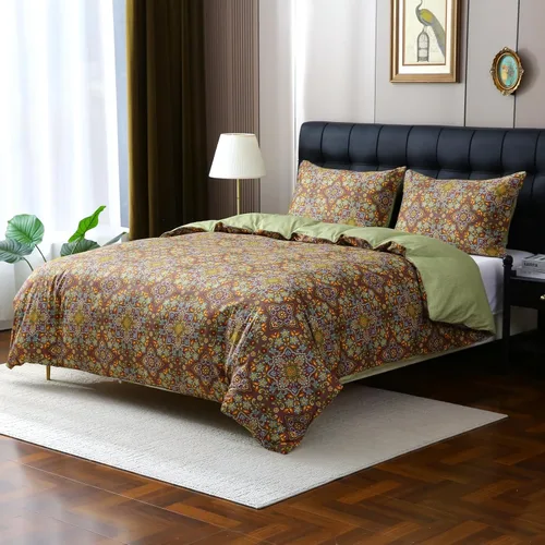 Miniatura 17 de ABREEZE Fundas de edredón individuales, juego de ropa de cama bohemio retro, funda de edredón de mandala colorida, funda de colcha estilo floral