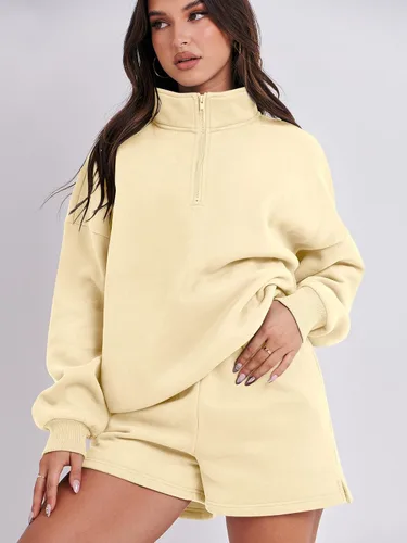 Miniatura 3 de Prinbara Conjunto deportivo de 2 piezas para mujer, sudadera de cuello con media cremallera, ropa de descanso, ropa Y2K