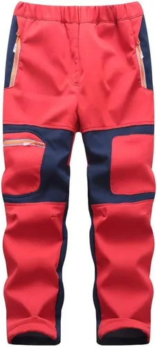Miniatura 22 de linlon Pantalones impermeables para la nieve para niños y niños, forro polar lind para senderismo, softshell, cálidos, con aislamiento térmico