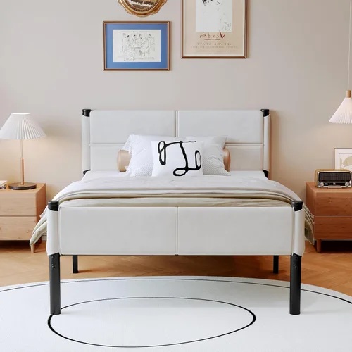 Miniatura 14 de Base de cama metálica, base de cama tamaño individual de 14 pulgadas con espacio de almacenamiento, base de colchón resistente y de trabajo pesado