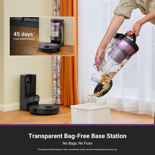 Miniatura 2 de Eureka E20 Plus Robot Aspirador y Fregona, Robot Aspirador con Estación de Vaciado Automático sin Bolsa, Capacidad de 45 Días, Succión de 8000 Pa