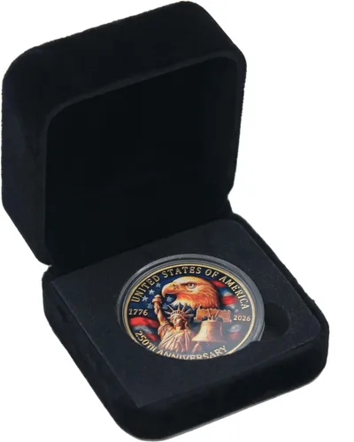 Miniatura 5 de Moneda conmemorativa de 250 aniversario de 250 años, mercancía conmemorativa de aniversario de Estados Unidos con estuche, regalos coleccionables