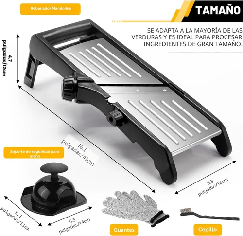 Miniatura 2 de Mandoline - Cortador de alimentos para cocina, cortador de verduras de mandolina ajustable de acero inoxidable, cortador de alimentos para cebolla