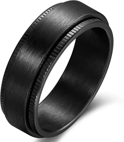 Miniatura 14 de Anillo giratorio giratorio de acero inoxidable 316L de 0.316 pulgadas para hombres y mujeres, cadena para aliviar la ansiedad, llave griega, runas