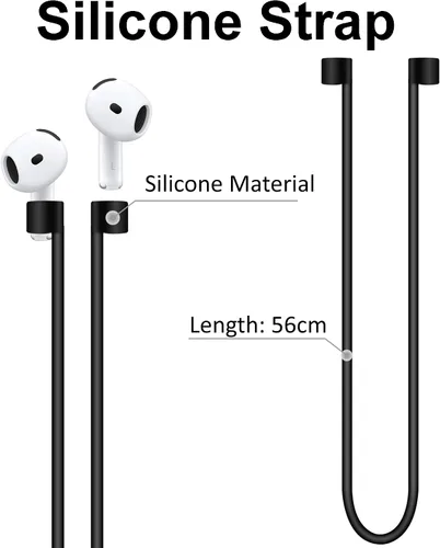 Miniatura 5 de A-Focus Juego antideslizante para AirPods 4 de silicona con ganchos ajustables para las orejas, diseño ergonómico con alas, puntas de gancho