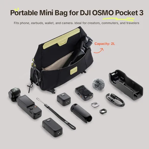 Miniatura 7 de PGYTECH OneGo Bolsa Bandolera de Bolsillo para DJI Osmo Pocket 3, funda de transporte diaria portátil a prueba de salpicaduras con correa