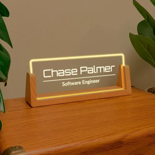 Miniatura 2 de Placa de nombre profesional de oficina, placa de nombre personalizada con soporte LED, placa de nombre personalizada de acrílico para decoración