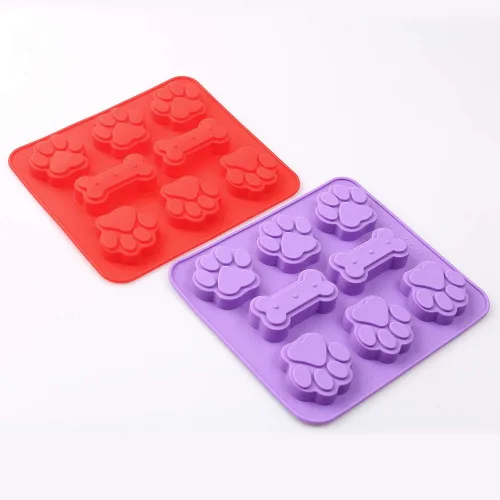Miniatura 2 de Moldes de silicona 2 en 1 de pata de perro y hueso de cachorro, grado alimenticio, para chocolate, dulces, pudín, gelatina, golosinas para perros. 5