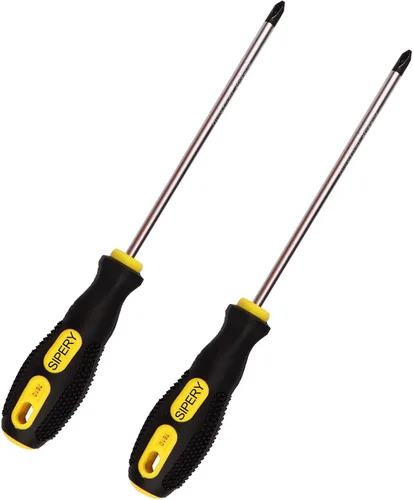 Destornillador Phillips de 6 pulgadas con mango antideslizante, punta magnética de 0.236 in, PH2, destornillador de cabeza cruzada, 2 unidades
