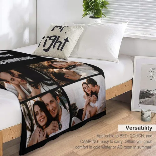 Miniatura 2 de Manta personalizada con texto fotográfico: manta personalizada de 7 imágenes, cumpleaños, aniversario, boda, Navidad, regalos para parejas, manta