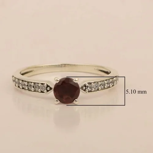 Miniatura 4 de Anillo de compromiso de plata de ley 925 maciza de 0.50 quilates con corte redondo solitario de corte redondo