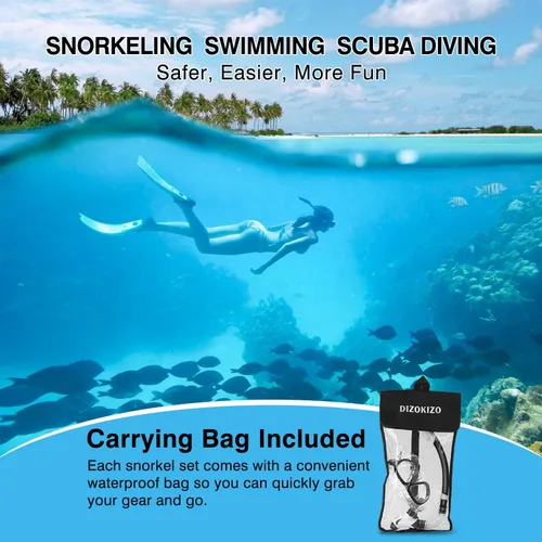 Miniatura 6 de Snorkel Set Wide-View Adult Snorkeling Scuba Gear, Professional Snorkel Goggles Anti-Fog Diving Mask, Anti-Leak Swim Goggles and Dry Top Snorkel for