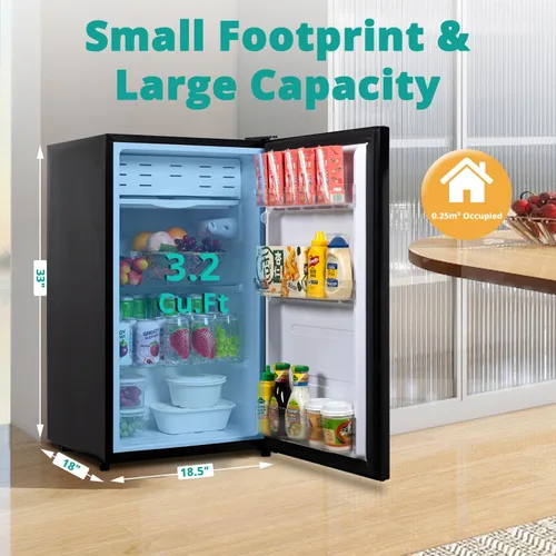 Miniatura 2 de SMETA Mini refrigerador de 3.2 pies cúbicos, refrigerador pequeño de una sola puerta para dormitorio, oficina, dormitorio, apartamento, refrigerador