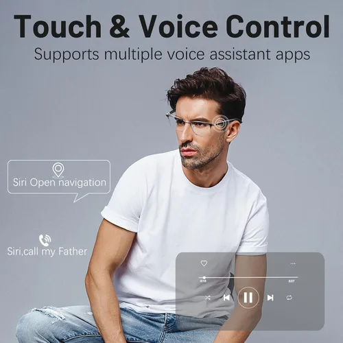 Miniatura 5 de Lentes inteligentes para hombres y mujeres con lentes fotocrómicas, Bluetooth 5.3, polarizados, bloqueo de luz azul, altavoces de oreja abierta