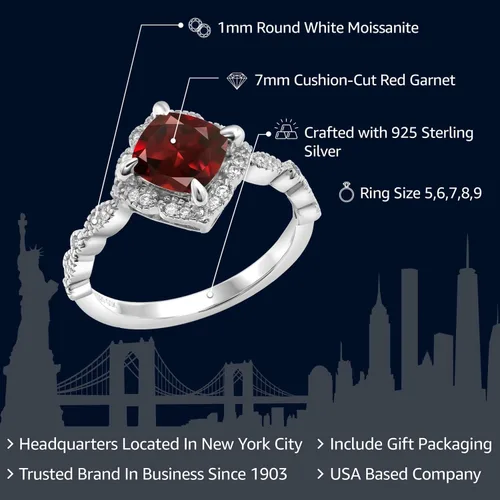 Miniatura 24 de Gem Stone King Anillo de compromiso solitario de moissanita blanca con piedra natal de corte cojín de 0.276 in para mujer, plata de ley 925