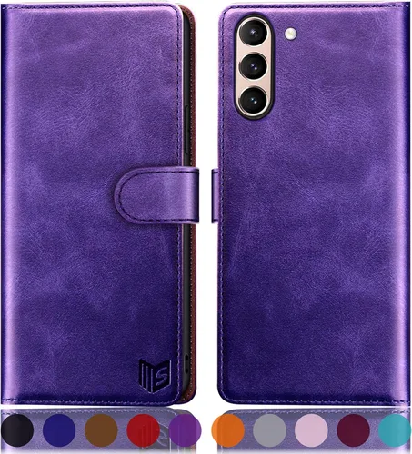 Miniatura 12 de SUANPOT Funda tipo cartera para Samsung Galaxy S21 FE con bloqueo RFID, soporte para tarjetas de crédito, de piel sintética, con tapa para teléfono