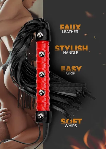 Miniatura 7 de Látigo sexual para azotar, BDSM Flogger para juegos de adultos, látigo BSDM para jugar en el dormitorio, juguete sexual rojo de piel sintética