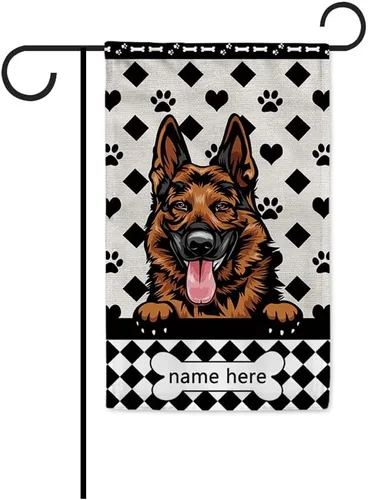 Miniatura 38 de Bandera personalizada de jardín para perro, lindo perro salchicha salchicha, lunares, búfalo, bandera a cuadros para decoración del hogar al aire